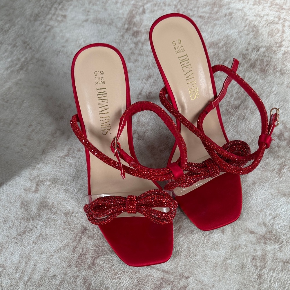 Dream Pairs Red Sparkle Heels